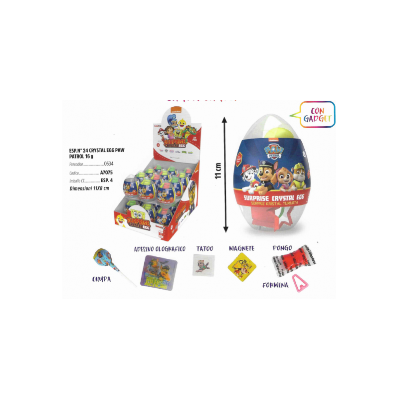 ROSSINI'S CRISTAL EGG PAW PATROL 16GR X 24 PEZZI