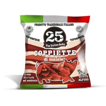 THE ITALIAN JERKY - COPPIETTE DI CARNE SECCA 25 G - ESPOSITORE DA 14 BUSTINE - TIPOSPECK