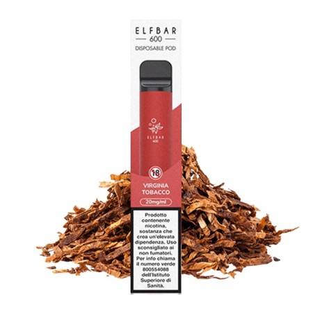 ELFBAR 600 DISPOSABLE POD VIRGINIA TOBACCO 20MG