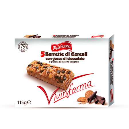 PIù BUONO - BARRETTA CEREALI CON GOCCE DI CIOCCOLATO 23g x 35pz -promo- scad. 6/12/24