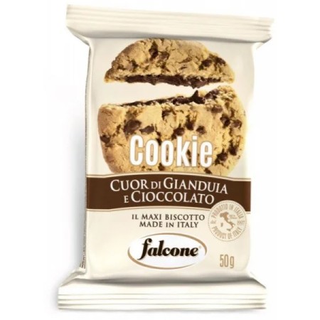 FALCONE COOKIES COUR DI GIANDUIA E CIOCCOLATO (CARTONE DA 40 PZ X 50 GR)